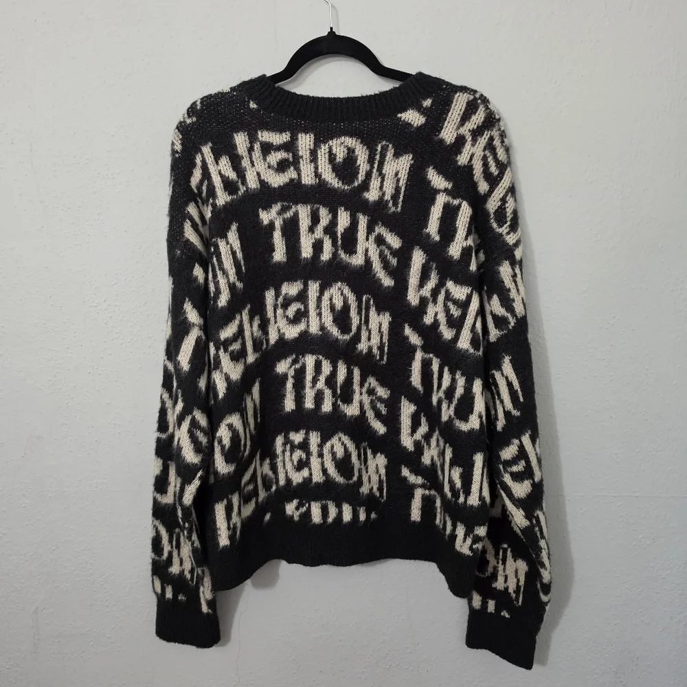 True Religion Monogram Fuzzy‎ Sweater Size Large